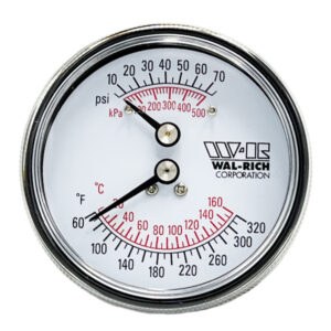 Temperature / Pressure Gauge 200 PSI 250 F 1/2 Bottom  1711019